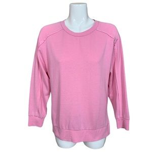 Olive & Oak Loungewear Pink Crew Neck High Low Hem Sweatshirt Medium
